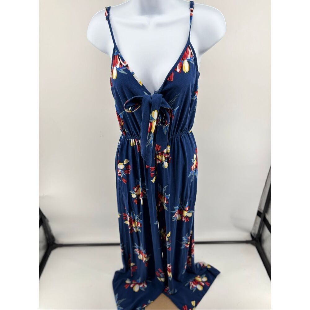 Band of Gypsies Navy Blue Floral Spaghetti Strap Jumpsuit Size S